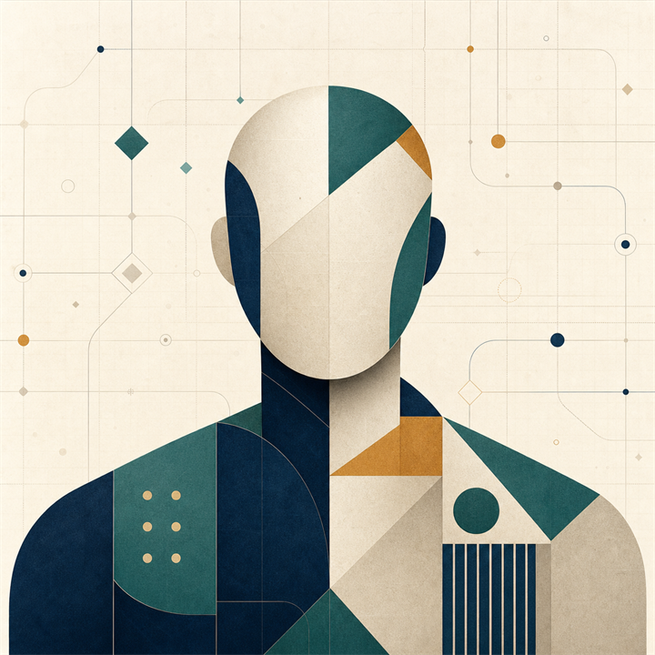 Abstract geometric portrait used as the Fichil author illustration